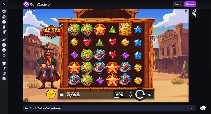 CoinCasino showcasing the demo version of Old Gun Slot
