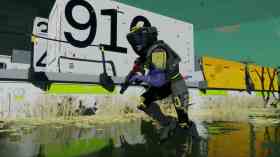 Marathon screenshot, featuring a runner sprinting across a pond.