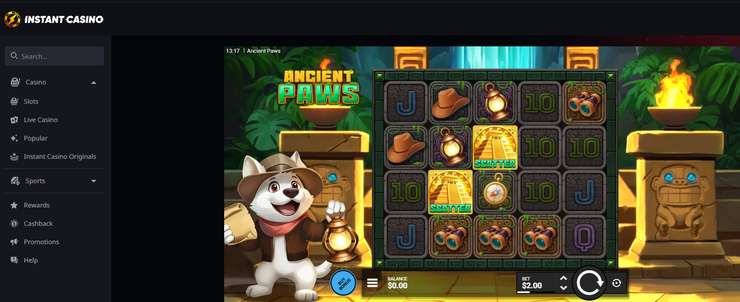 Ancient_Paws slot review at instant casino