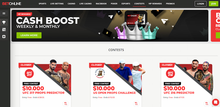 BetOnline contests page