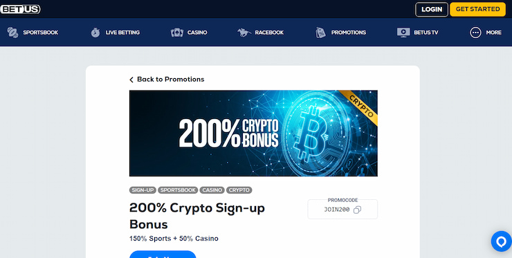 BetUS cryptocurrency sign-up offer