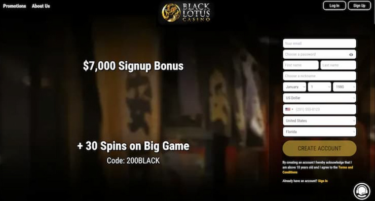 black lotus welcome bonus