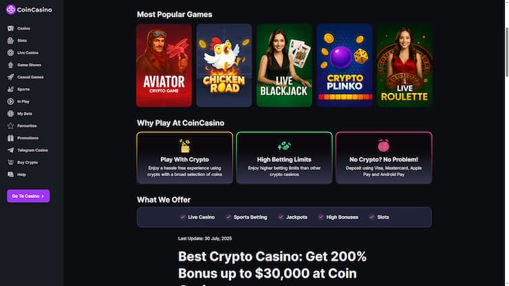 CoinCasino an Aviator Gambling Site