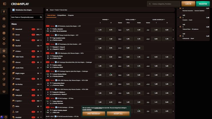 CrownPlay Tennis Bets