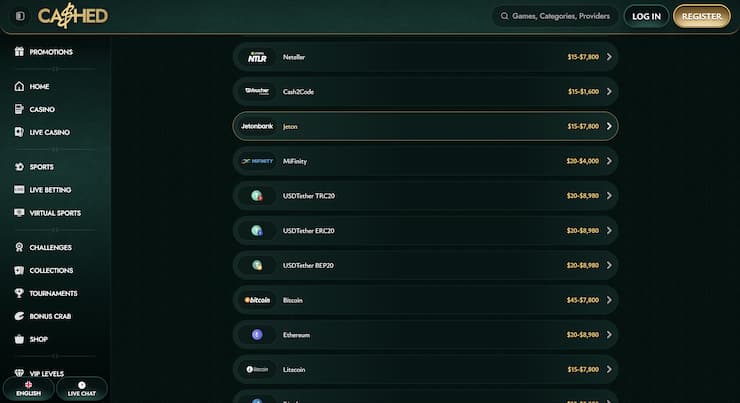 Crypto casino Australia Cashed Casino deposit limits