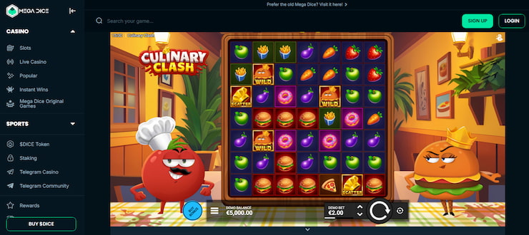 playing the Culinary Clash slot at Mega Dice