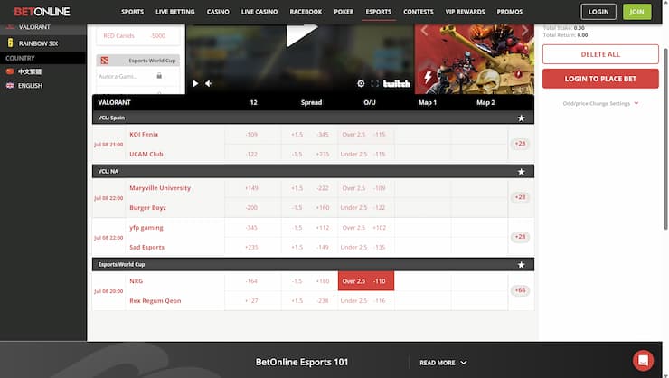 Esports Betting BetOnline Tournament Futures