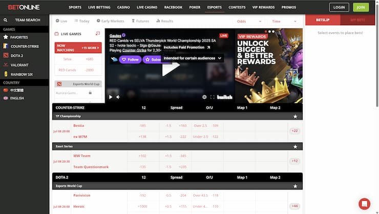 Esports Betting BetOnline