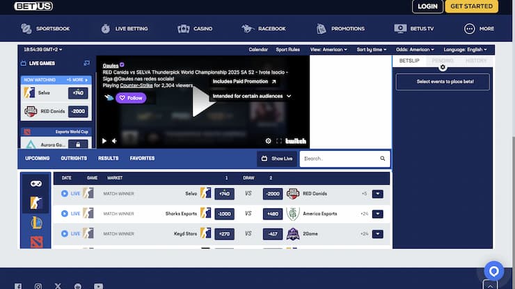 Esports Betting BetUS Live Games