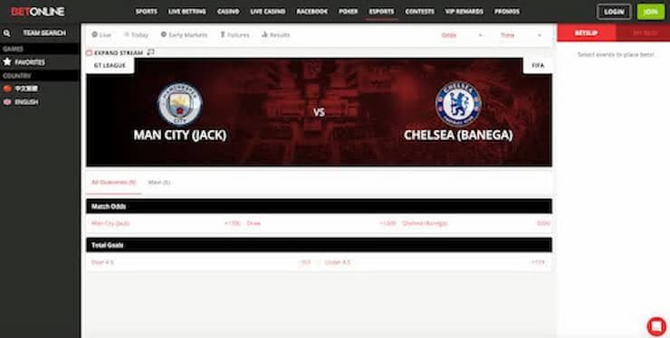 Esports betting EAFC at BetOnline