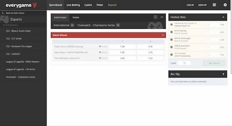 Esports betting Overwatch at Everygame