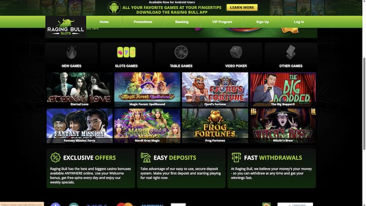 Florida Online Casinos Raging Bull