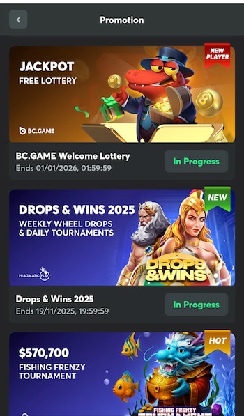 Bc Game mobile casino bonuses