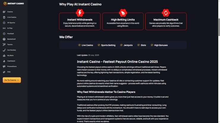 Instant Casino Fast Payout Australian Casino