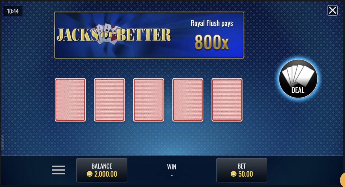 Jacks or Better Video Poker at BetWhale
