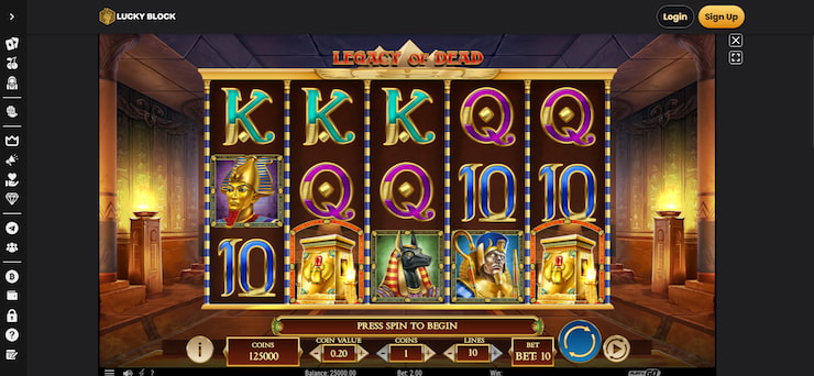 Legacy of Dead online slot at lucky block