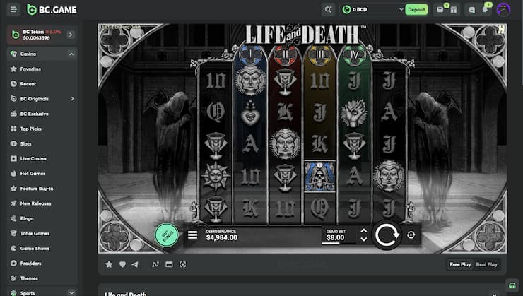 Life and Death Slot Review BC Game