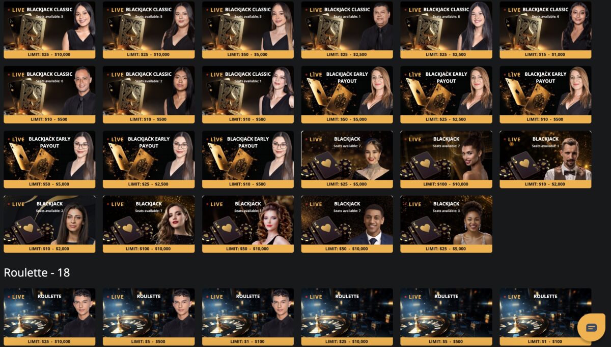 Live Dealer Casino Games at BetWhale