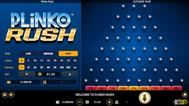 Plinko Rush demo game screenshot