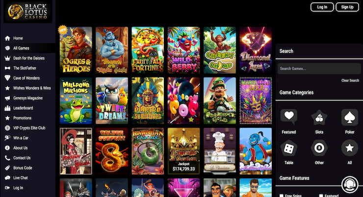 Black Lotus Casino pokies list