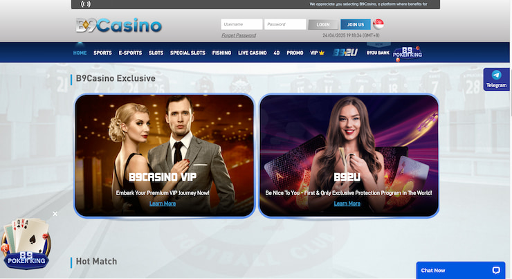 Casino lobby at B9, the Best online casino in Singapore