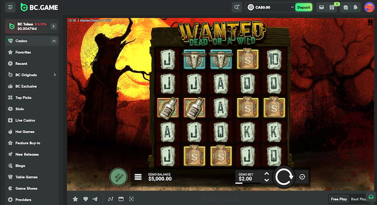 BC.Game Casino wanted dead or a wild