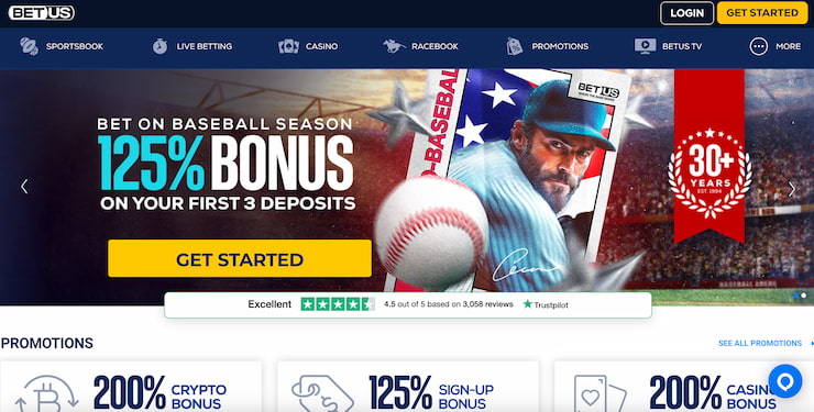 screenshot of current welcome bonus at betus online gambling site