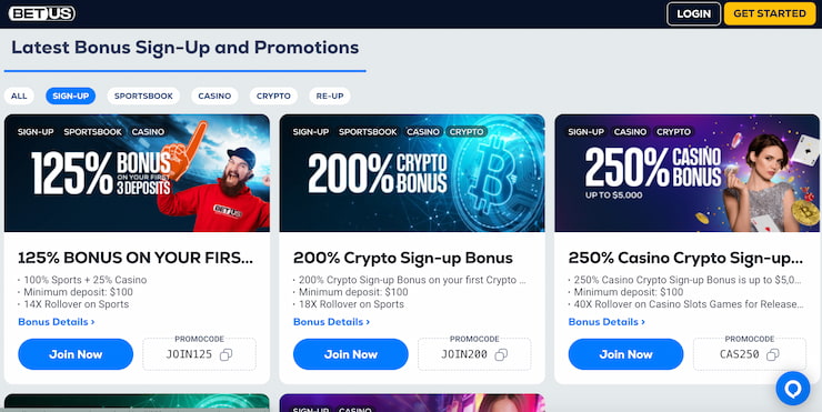 a look at the available promotions at betus, the best gambling site for welcome bonuses