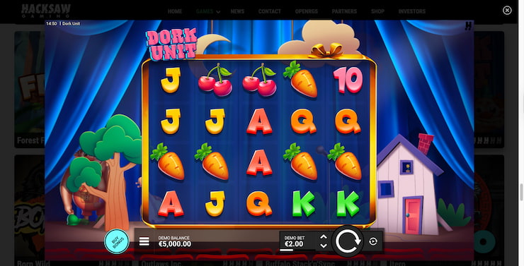 Dork Unit Slot main screen