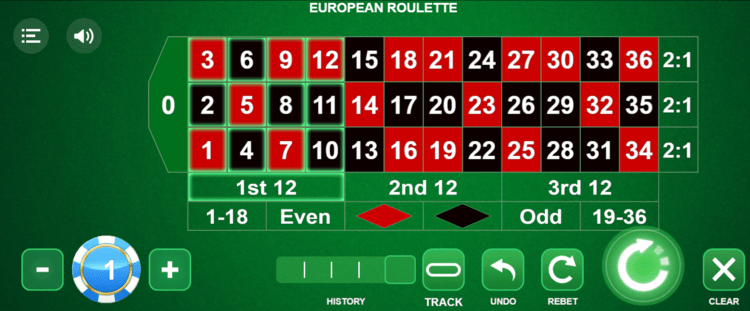 European Roulette table game