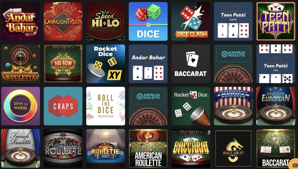 Table games at BetWhale