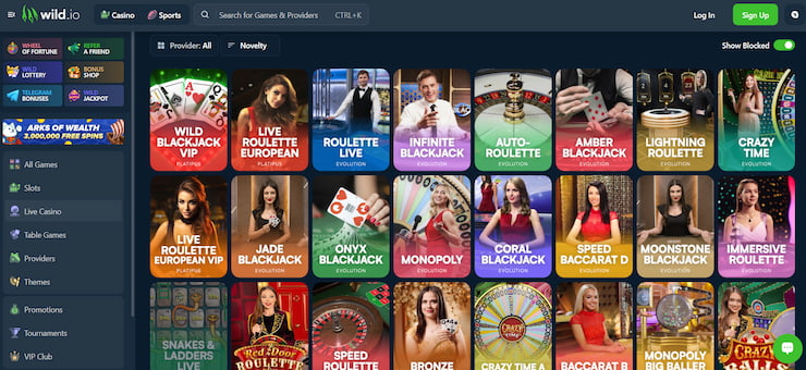 wild.io live casino platform