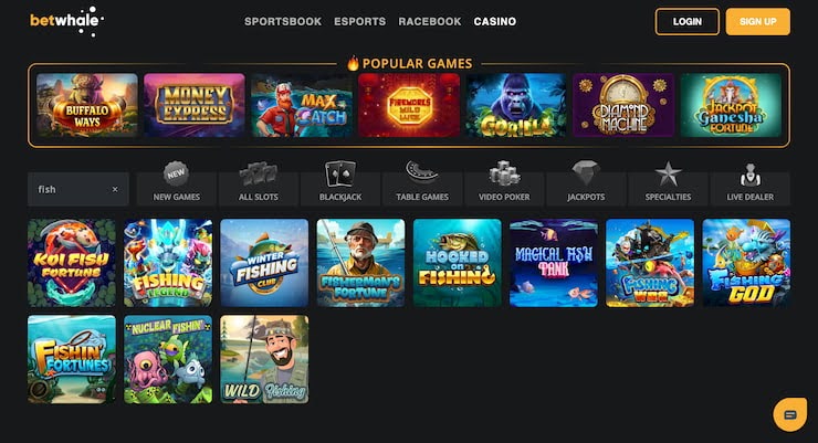 a look at betwhale fish games gambling site
