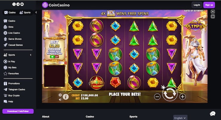 a look at the gates of olympus online slot at coincasino