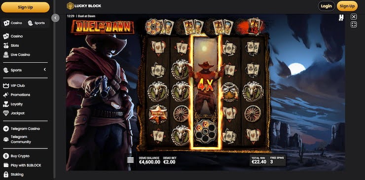 duel at dawn winning combo at lucky block casino