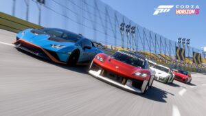 Various cars racing in Forza Horizon 5