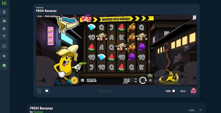 frkn bananas slot reels at wild.io casino