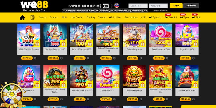 game selection at we88 casino in malaysia