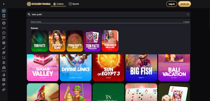 Golden Panda - best online casino in India for Teen Patti