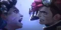Jinx and Vi's showdown as depicted in Season 2 of Arcane, alluding to the upcoming 2XKO Beta Test which will add Vi to the game