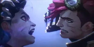 Jinx and Vi's showdown as depicted in Season 2 of Arcane, alluding to the upcoming 2XKO Beta Test which will add Vi to the game