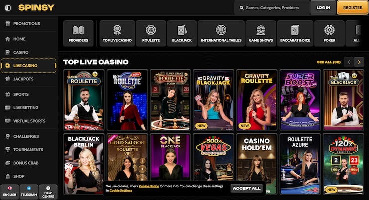 live games at one of the best online casinos in Australia, spinsy