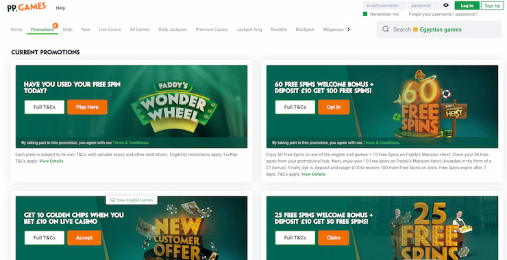 paddy power online casino UK promotional offerings