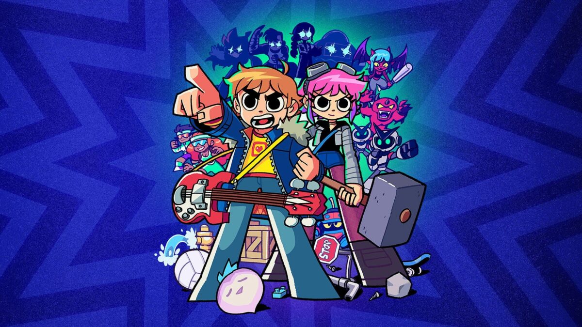 Scott Pilgrim EX cover art featuring Scott, Ramona, and other characters from the game.