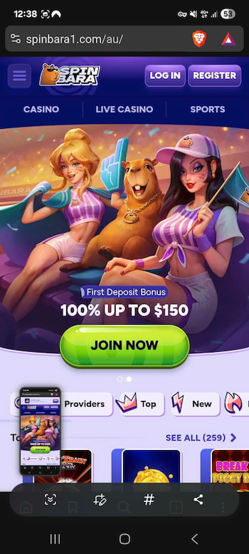 spinabara online mobile pokies casino Australia