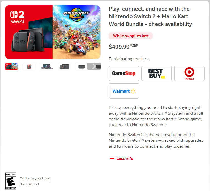 Nintendo Switch 2, Mario Kart World sales bundle.