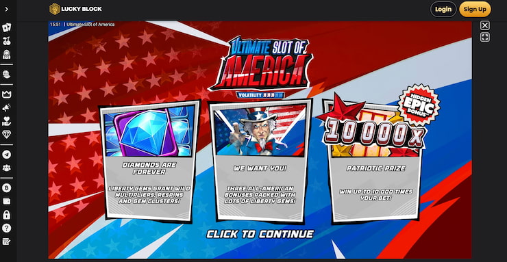 ultimate slot of america as seen at lucky block