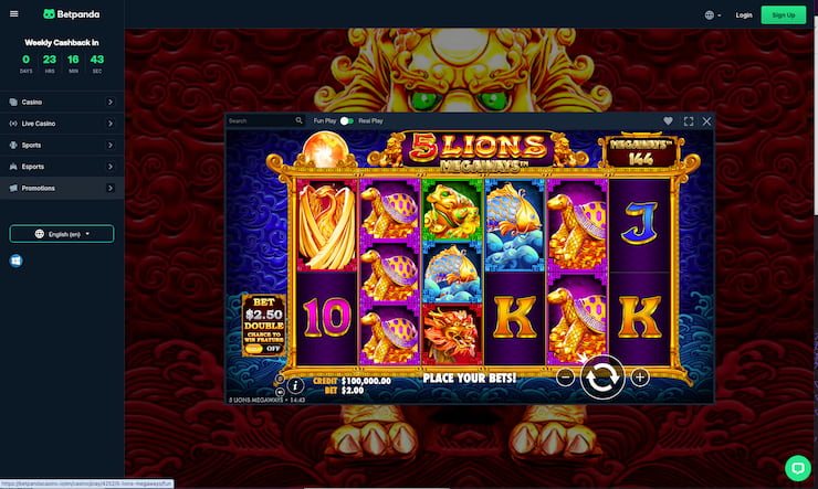 Checking out the 5 Lions Megaways casino at Betpanda