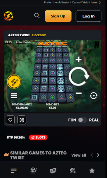 Aztec Twist as shown on mobile during our Aztec Twist slot review