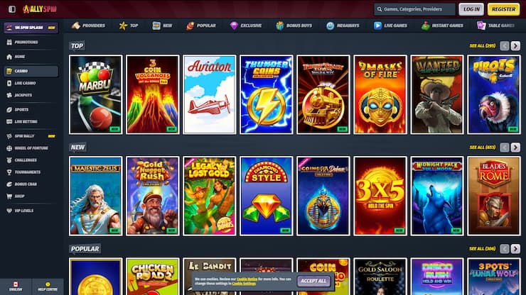 AllySpin Casino Games Page